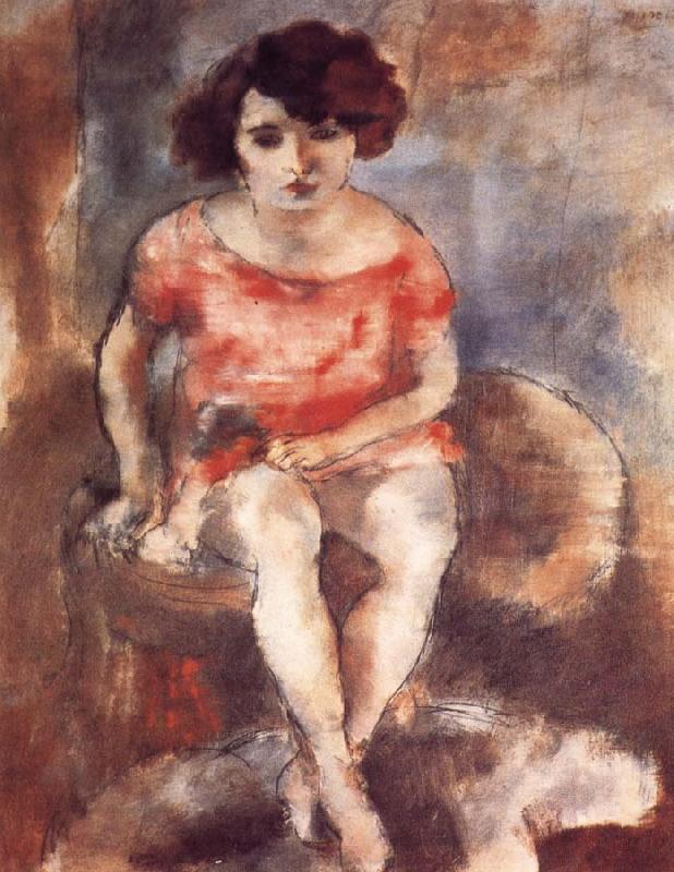Jules Pascin The woman wearing the red garment oil painting image